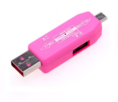 

Elegant Shopping USB 2.0 + Micro USB OTG Smart Card Reader SD(HC) M2 MMC MS TF for Smart Phones And Android Tablets ( without Card )- multi Card Reader(Pink)