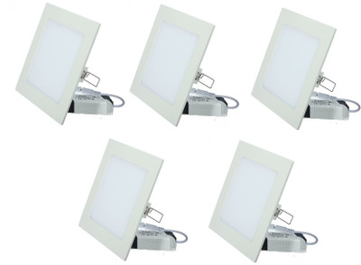 D'Mak 12 Watt Ultra Slim White Led Super Bright Panel Light Square Shape Conceal POP Light (Pack of 05) Recessed Ceiling Light Ceiling Lamp(White)