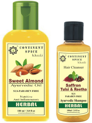 

Continent Spice Hair Care Sweet Almond Oil And Saffron Tulsi & Reetha Shampoo Combo(Set of 1)
