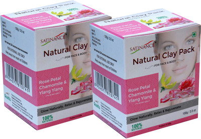 

Satinance Natural Clay Pack Rose Petal, Chamomile & Ylang Ylang 100g - Pack of 2 ( Glow Naturally, Relax, Rejuvenate)(200 g)