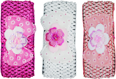 

FAVINO Crochet Cutwork Flower Baby Headband ( Pink, White, Peach ) 3 Pcs Set Head Band(Multicolor)