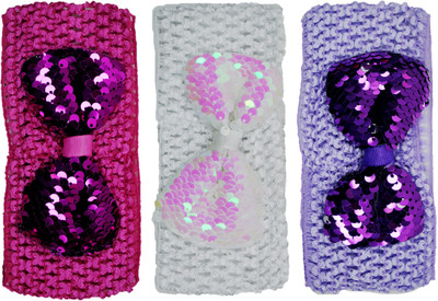 

FAVINO Crochet Cutwork Flower Baby Headband ( Pink, White, Purple ) 3 Pcs Set Head Band(Multicolor)
