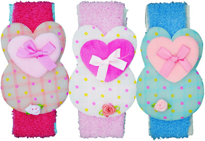 

FAVINO Crochet Cutwork Flower Baby Headband ( Peach, Pink, Blue ) 3 Pcs Set Head Band(Multicolor)