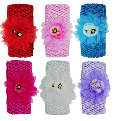 

Netboys Crochet Cutwork Flower Baby Headband ( Red, Pink, Blue, Pink, White, Purple ) 6 Pcs Set Head Band(Multicolor)