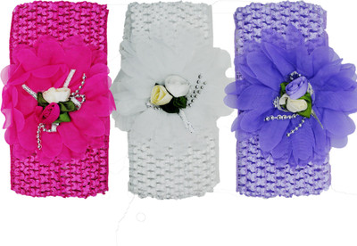 

Netboys Crochet Cutwork Flower Baby Headband ( Pink, White, Purple ) 3 Pcs Set Head Band(Multicolor)