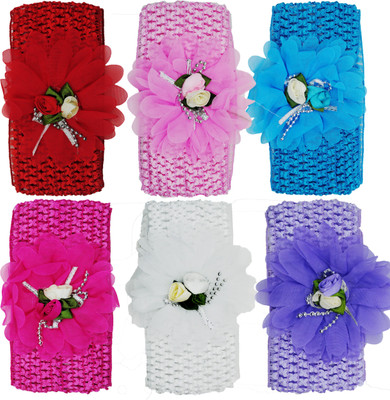 

Netboys Crochet Cutwork Flower Baby Headband ( Red, Pink, Blue, Pink, White, Purple ) 6 Pcs Set Head Band(Multicolor)