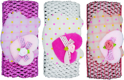 

Netboys Crochet Cutwork Flower Baby Headband ( Pink, White, Peach ) 3 Pcs Set Head Band(Multicolor)