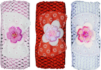 

Netboys Crochet Cutwork Flower Baby Headband ( Pink, Red, Purple ) 3 Pcs Set Head Band(Multicolor)