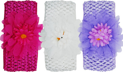 

Netboys Crochet Cutwork Flower Baby Headband ( Pink, White, Purple ) 3 Pcs Set Head Band(Multicolor)
