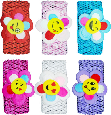 

FAVINO Crochet Cutwork Flower Baby Headband ( Peach, Pink, Blue, Pink, White, Purple ) 6 Pcs Set Head Band(Multicolor)