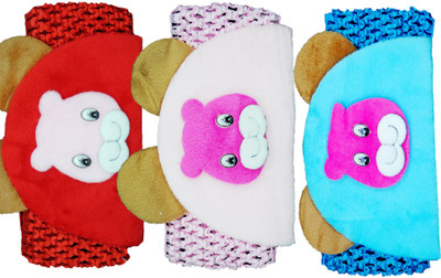

FAVINO Crochet Cutwork Flower Baby Headband ( Red, Pink, Blue ) 3 Pcs Set Head Band(Multicolor)