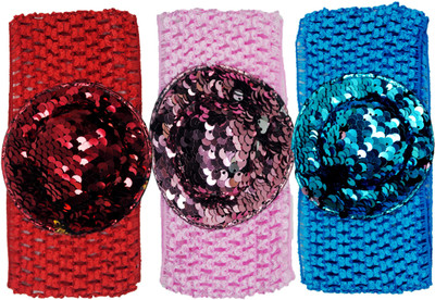 

Netboys Crochet Cutwork Flower Baby Headband ( Red, Pink, Blue ) 3 Pcs Set Head Band(Multicolor)