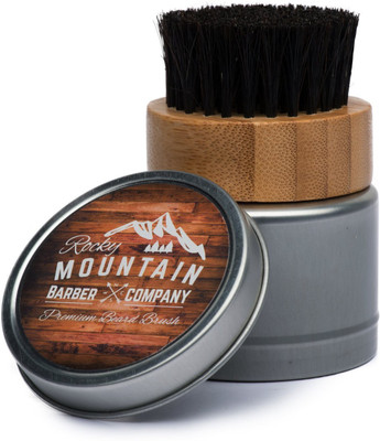 

Rocky Mountain Barber Company Beard Brush with Travel Case - 100% Horsehair Brush for Beard Oils, Beard Balms, Beard Wax, Dry Beard Oils - Soft Horse Hair with Natural Wood Handle