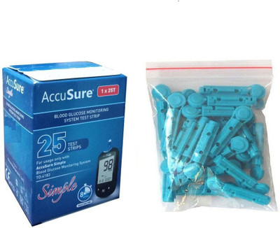 

AccuSure Simple 25 Test Strips With Free 50 Round LANCET Health Care Appliance Combo