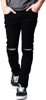 black knee cut jeans mens