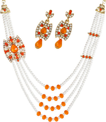 Jewels Capital Alloy Gold-plated Gold, Orange, White, Multicolor Jewellery Set(Pack of 1)
