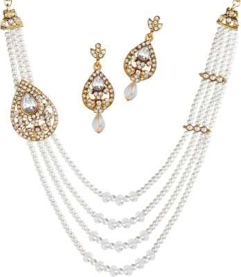 Bhana Jewells Alloy Gold-plated Gold, White Jewellery Set(Pack of 1)