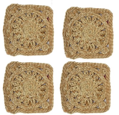 

Majik Square Jute Coaster Set(Pack of 4), Brown