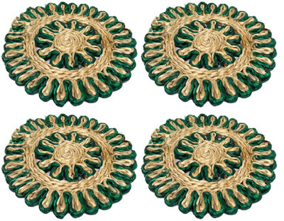 

Confidence Round Jute Coaster Set(Pack of 4), Multicolor