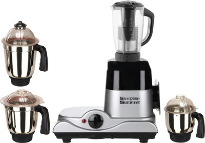 

SilentPowerSunmeet MetallicBS4jar600W 600 W Mixer Grinder(Black, Silver, 4 Jars)