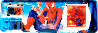 

A2Z Calculator; Twin Sharpener; Spider Man Art Plastic Pencil Box(Set of 1, Multicolor)