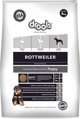 Buy Drools Rottweiler Puppy Premium Chicken 4 Kg Dry Young New Born Dog Food On Flipkart Paisawapas Com