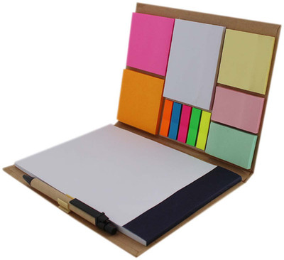 

Tootpado Regular 150 Sheets Notebook Set of Post Its, Letter Pad, Pen and Page Markers - (8STA51), 5 Colors(Set Of 1, Brown)