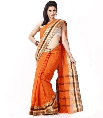 Purabi Woven Tangail Handloom Cotton Saree(Orange)