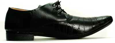 

Rexx Synthetic Leather Lace Up Style Black Formal Shoes Lace Up For Men(Black