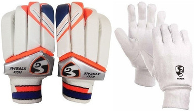 

SG Combo of two- one Pair of 'Rsd Xtreme' Batting gloves (Right Handed) and one pair of 'League' inner gloves (Color On Availability)- Batting Gloves (Men, Multicolor)