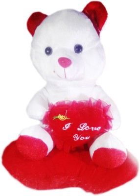 

well wishers teddy sitting on heart - 11 inch(White, Red), Red;white