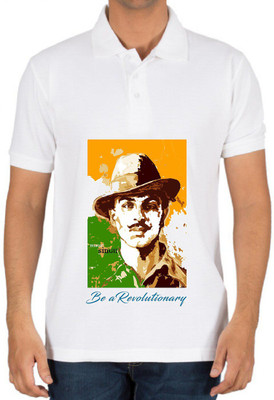 Gomars Printed Men Polo Neck White T-Shirt