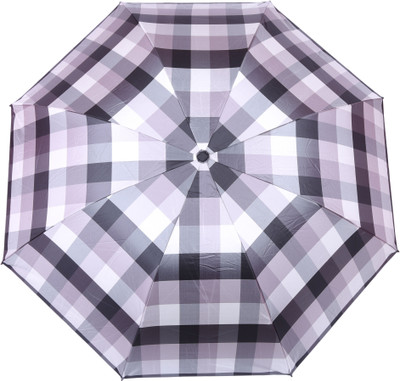 

FabSeasons checks Digital Printed UV protected 3 Fold Manual Umbrella for Rains, Summer and all Seasons Umbrella(Grey)