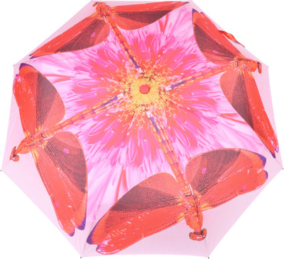 

FabSeasons Butterly Digital Printed Automatic 3 fold Umbrella for Rains, Summer and all Seasons Umbrella(Pink)
