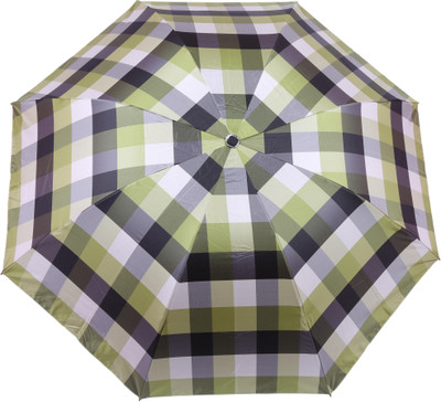 

FabSeasons checks Digital Printed UV protected 3 Fold Manual Umbrella for Rains, Summer and all Seasons Umbrella(Green)