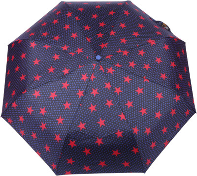 

FabSeasons Star Digital Printed Semi Automatic 3 fold Umbrella for Rains, Summer and all Seasons Umbrella(Black)