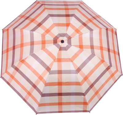 

FabSeasons checks Digital Printed UV protected 3 Fold Manual Umbrella for Rains, Summer and all Seasons Umbrella(Beige)