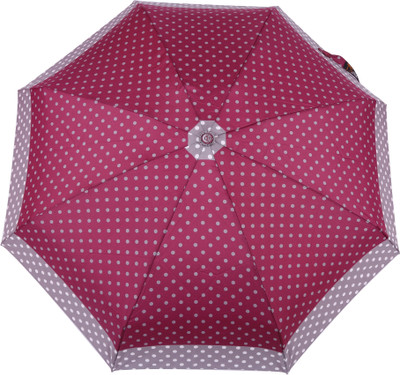 

FabSeasons 5 fold Polka Dots Digital Printed Small Compact Manual Umbrella which fits in your Handbag for women Umbrella(Maroon)