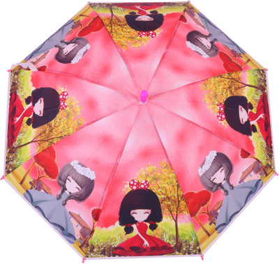 

FabSeasons Kids Fancy 3D & Digital Printed, Single Fold Stick Umbrella For Rains, Summer and Sun Protection Umbrella(Pink)