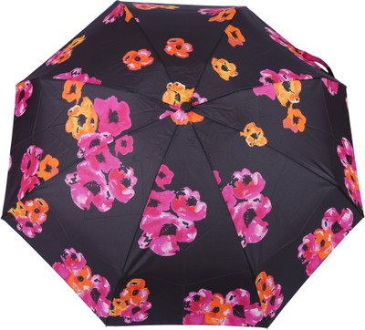 

FabSeasons 5 fold Flower / Floral Digital Printed Small Compact Manual Umbrella which fits in your Handbag for women Umbrella(Black)