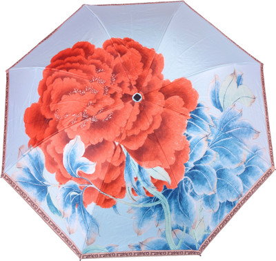 

FabSeasons Floral / Flowers Digital Printed, 3 Fold Fancy Manual Umbrella for all Rains, Summer and all seasons Umbrella(Green)