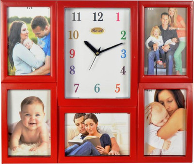 Revel Analog Wall Clock Analog 35 cm X 42 cm Wall Clock(Red, With Glass)