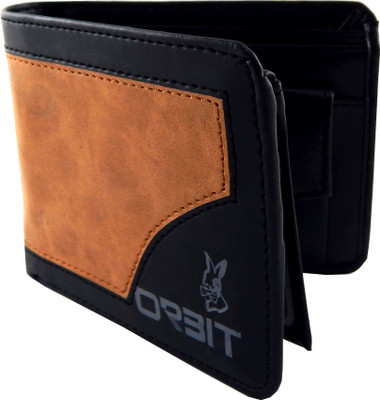 

Orbit Men Black Genuine Leather Wallet(5 Card Slots), Black;khaki