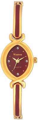 

Wanton K-18_Maroon golden slim metal strap stylish watch for women Watch - For Girls