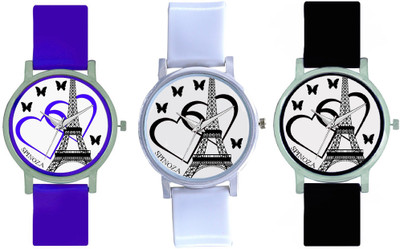 

SPINOZA SP-45 16 Multicolor combo beautiful eiffel tower with love hearts and butterfly watch for women Watch - For Girls