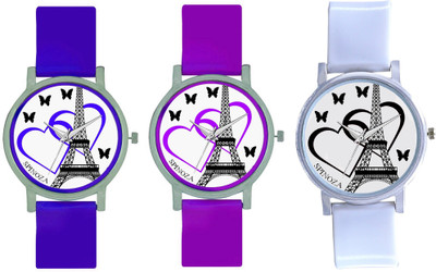 

SPINOZA SP-45 12 Multicolor combo beautiful eiffel tower with love hearts and butterfly watch for women Watch - For Girls
