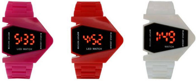 

Montres New Stylish Multicolour Rubber Belt Fancy Dial Pack Of 3 Digital Kids Watch - For Boys