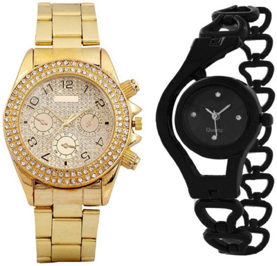 

SWANOS T 0049 PAIDU FULL GOLD & BLACK CHAIN COMBO FOR MEN & WOMAN Watch - For Men & Women
