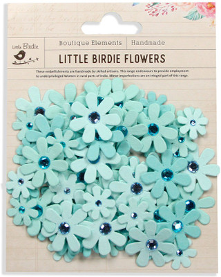 

LITTLE BIRDIE Handmade Paper Flowers -Jewelled Florettes Celeste