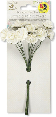 

LITTLE BIRDIE Curly Rose 30 mm , 12 pcs - Cream